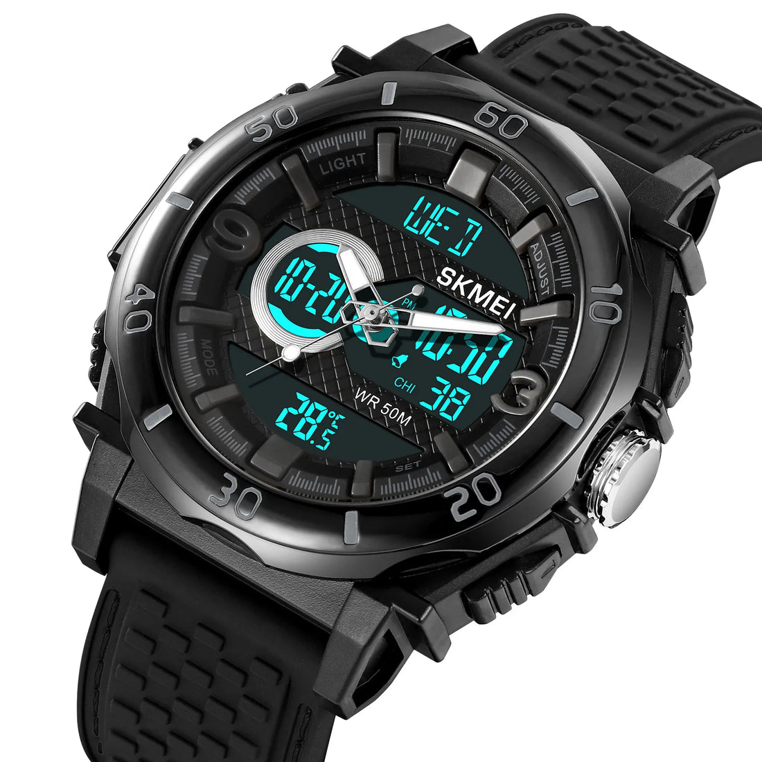 SKMEI 2098 | 1 YEAR WARRANTY | Dual-Display Sports Watch – Thermometer, Stopwatch, 5ATM Waterproof